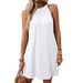 New Women Summer Dresses Fashion Simple Casual Street Halter Vest Dress Sleeveless Off Shoulder Solid Loose Short Dress Sundress_ecoleips.com