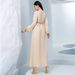 Women's Clothing New Apricot V Neck A Line Skirt Fashion Gold Lace Rice Bead Embroidery Lace Splicing Long Skirt_ecoleips.com