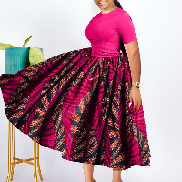 Women's Clothing Fashion Temperament Pleated African Black Big Swing Dress_ecoleips.com
