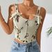 Floral Print Camisole Shapewear For Women French Style Bow Tie Slim Fit Sexy Top Cross Border Hot Selling Bra Tank Top_ecoleips.com