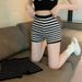 K New Trendy And Versatile Striped Contrasting Knitted Shorts For Women's Casual Bag Hip Shorts_ecoleips.com