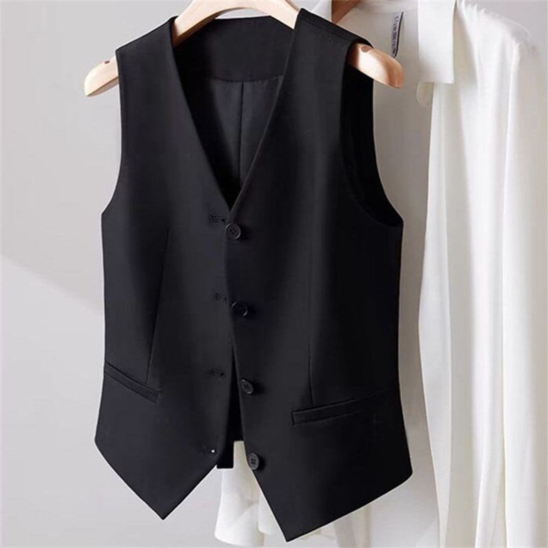 Women's Black Short Vest New Style Small Tank Top Layering Inner Wear Suit_ecoleips.com