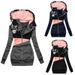 Women's Clothing women's sweatshirt zipper color matching print hooded long sleeved jacket_ecoleips.com