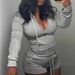 Women's Fashion Casual Solid Color Zipper Top Gray Shorts Set_ecoleips.com