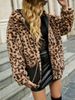 Women's Leopard Print Hooded Jacket - Oversized Zip-Up Fleece-Lined Sweatshirt, Cozy Polyester Casual Coat For Fall & Winter_ecoleips.com