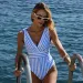 2025 Flaxmaker New Women Swimwear Bowknot Striped One Piece Swimsuit V-neck Bathing Swimming Suit Summer Beachwear Bodysuit_ecoleips.com