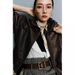 Aria Basics 2025 Haining Spring New High Stand Collar Leather Sheepskin Glossy Short Motorcycle Jacket Coat_ecoleips.com