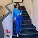 2024 Cross-Border Blue Gradient Print Round Neck Bat Sleeve Middle Eastern Women's Arabic Dress_ecoleips.com