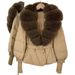 Women's Slim Fit Down Jacket With Detachable Fox Fur Collar, Warm Winter Coat For Petite, Mid-Length Puffer Coat With Belt_ecoleips.com