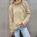 Women's Oversized High Neck Knit Sweater With Striped Sleeves & Button Detail - Soft Casual Pullover For Autumn Winter_ecoleips.com