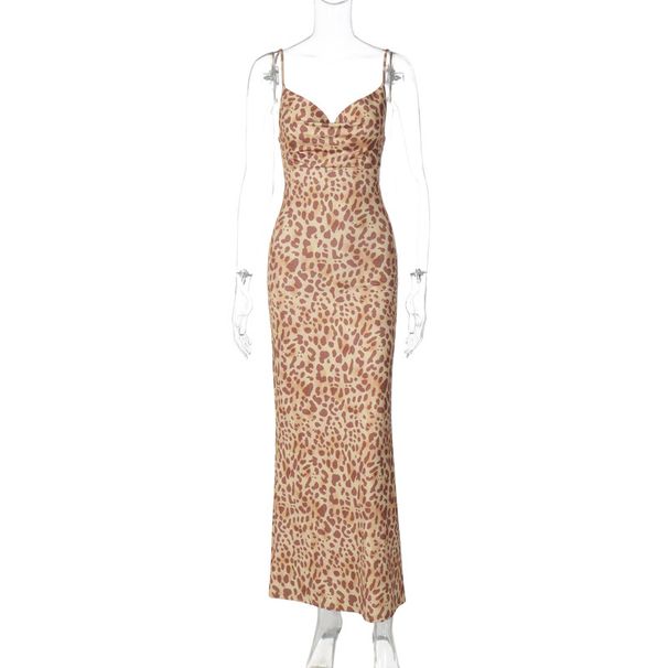 European And American Cross-Border Hot-Selling Sexy Leopard Print V-Neck Backless Street Style Long Versatile Camisole_ecoleips.com