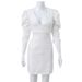 Women's Clothing White Deep V High Waist Backless Pile Sleeves Temperament Dress Short Skirt_ecoleips.com