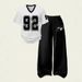 Women's Summer Fashion Letter Print Soccer Jersey T-Shirt Set with American Straight Leg Pants European And American Style Two-Piece Outfit_ecoleips.com