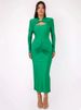 Mozision Hollow Out Long Sleeve Sexy Maxi Dress For Women Gown Autumn Winter New Metal Buckle Ruched Slit Long Dress Elegant_ecoleips.com