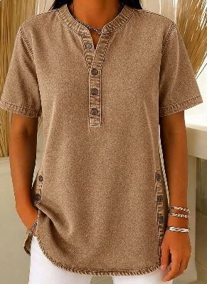 Women's Lapel Button Down Short Sleeve Dress Style Casual Fashionable Spring Summer Daily Commuting_ecoleips.com