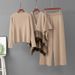 Women's Fashion Trend Autumn/Winter Set Jacquard Shawl Crew Neck Sweater Wide Leg Casual Pants Three Piece Ensemble_ecoleips.com