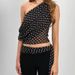 Women's Polka Dot Off Shoulder Top Sleeveless Chiffon Blouse Asymmetric Hem Summer Beach Party Wear_ecoleips.com