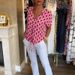Verve Ladies Women's Clothing Summer V Neck Fashion Elegant Printed Blouse_ecoleips.com