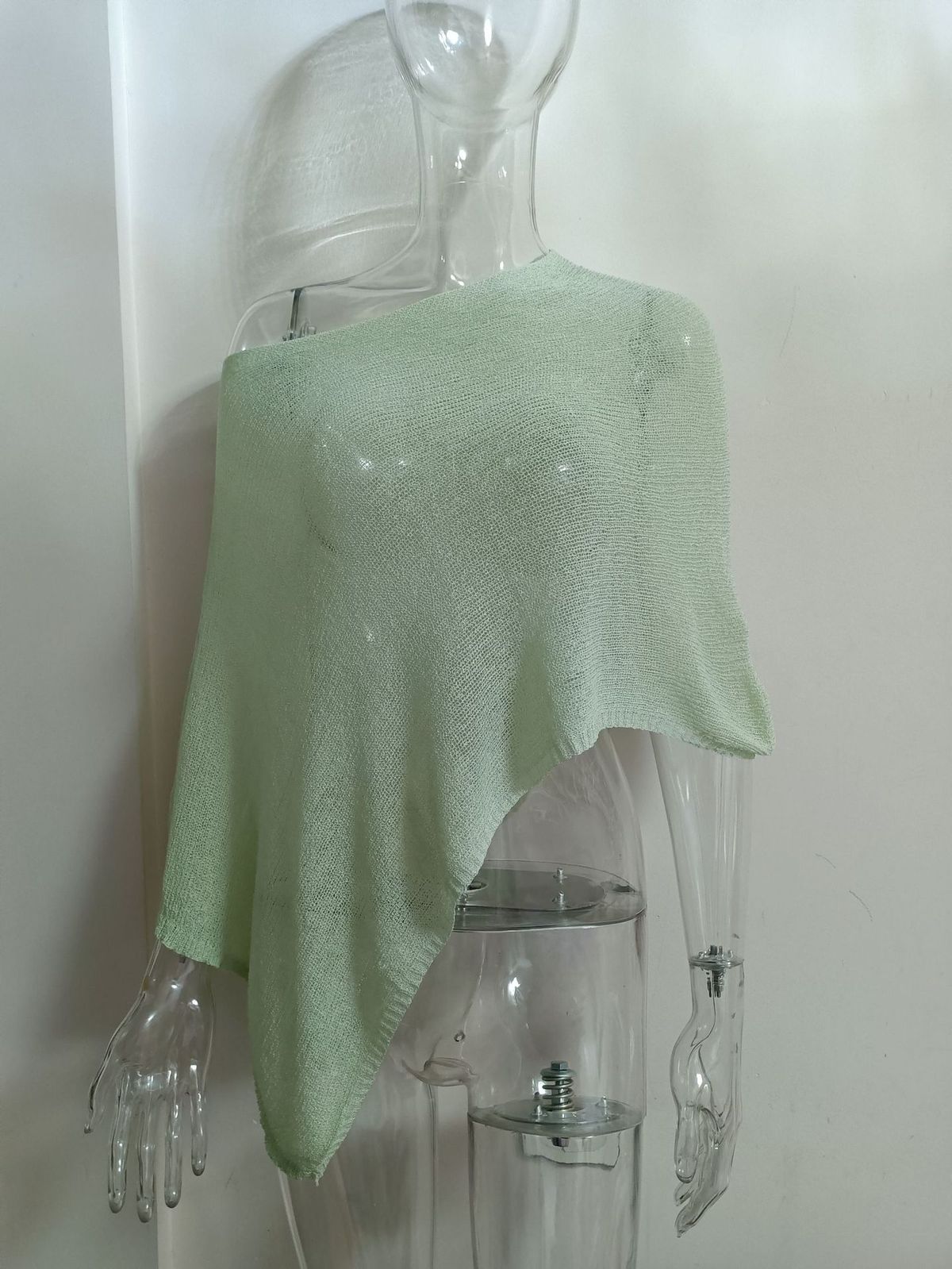 Fashion Asymmetrical Cape Shawl Women's Lightweight Knit Top - Sun Protection, Loose Fit, Breathable Polyester, Elegant & Versatile (Multiple Colors)_ecoleips.com