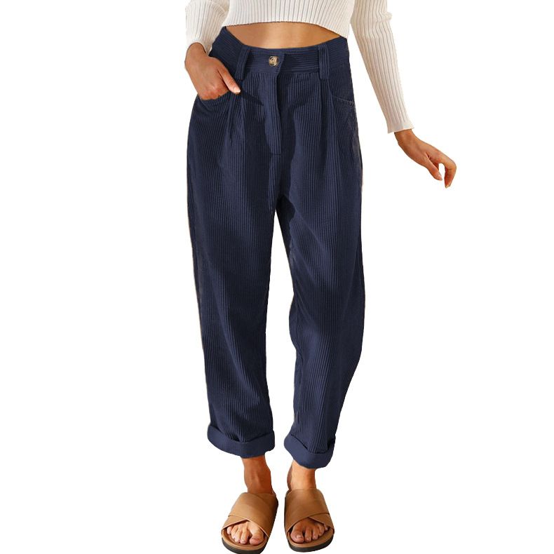 Women's Retro Art Corduroy Harem Pants Casual Fashion Spring Autumn Ladies Polyester_ecoleips.com