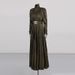 Gilded High-Neck Maxi Dress With Waist-Defining Pleats – Opulent Metallic Jacquard Formal Gown For Banquets & Galas_ecoleips.com