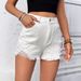 Women's Clothing Ins New Casual High Waist Raw Edge Hole Denim Shorts_ecoleips.com