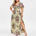2024 European And American Cross-border Women's Dress, New Summer Style, Plus Size, Long Length, Printed, With Slit At_ecoleips.com