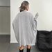 Elegant Oversized Batwing Sleeve Dress Long Sleeve Pullover Hoodie Grey Cape Coat For Women_ecoleips.com