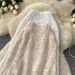 Women's Clothing High Waisted Slimming A-Line Midi Skirt For Women Heavy Duty Hollowed Out Knit Crochet With Tassel Splicing Summer Skirt_ecoleips.com