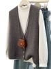 Aria Basics V-neck Knitted Vest Women, Suitable For Spring, Autumn, Winter, 2025 Stylish And Fashionable Vest, Plus-size Cardigan_ecoleips.com