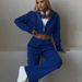 Fashion New Women's Casual Suit Solid Color Short Waist Hooded Cardigan Lace-up Sweatpants_ecoleips.com