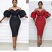 Women's Clothing Puff Sleeve Off Shoulder Sexy Slim Hip Skirt Mid Length With Belt_ecoleips.com
