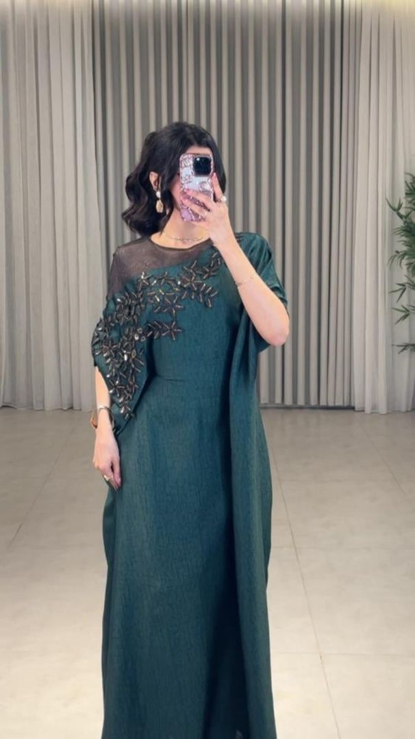 Women's Clothing Independent Station Embroidered Kaftan Robe Evening Dress_ecoleips.com