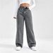 Women’s Tall Flared Jeans – High-Waisted Cotton Denim With Vintage Grey Wash_ecoleips.com
