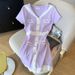 Women's Clothing Women's Summer New Style Small Fragrance Style Design Dress Navy Collar Knitted Skirt Short Skirt Female_ecoleips.com