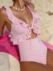 Women’s Floral Lace Trim One-Piece Swimsuit – Modest Cut With Elegant Peekaboo Details | Soft Padded Cups | S/M/L/XL_ecoleips.com