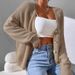 Women's Clothing Loose Long Sleeved V Neck Sweater Jacket Women's Faux Fur Knit Cardigan Oversized V-Neck Long Sleeve Sweater Coat For Fall & Winter_ecoleips.com