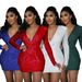Women's Clothing Hip Skirt Celebrity Fashion Sequined V Neck Pleated Slimming Dress_ecoleips.com