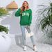 Lazy Wind Contrasting Colors Letter Embroidery Polo Collar Long Sleeve Top Sweater Women_ecoleips.com