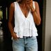 New Spring/Summer Women's Solid Color V-Neck Ruffle Sleeveless Top For European And American Cross-Border Foreign_ecoleips.com