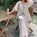 Wholesale Of Two-Piece Fashion And Casual Suits, Women's Lapel Loose Long-Sleeved Shirts, Versatile For Spring And Autum_ecoleips.com