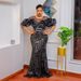 Rose-shaped Sequin Slim-fit Fishtail Evening Gown, Long Dress With Off-shoulder Ruffles, Luxurious African And European_ecoleips.com