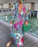 Women's 2023 Spring V Neck Loose Long Sleeve Printed Dress_ecoleips.com