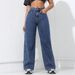 2025 Spring New American Style Wide-Leg For Women Light Wash Loose Slimming Floor-Length Jeans_ecoleips.com