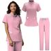 Women's Clothing Surgical Suit Uniform Women's Jogging Pants Hospital Pharmacy Work Clothes Soft Micro Elastic Hand Washing Clothes SPA Short Sleeve_ecoleips.com