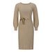 Women's Fashion Knitted Dress Slim-fit Pleated Mid-length Sweater Skirt_ecoleips.com
