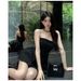 Summer Hot Girl Two-Piece Set Women Fashion Sexy Zipper Split Tube Top + High Waist Puff Skirt Pants_ecoleips.com