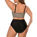 New 2025 European And American plus Size Bikini High Waisted Stylish Sexy Plaid Print Two Piece Swimsuit for Women_ecoleips.com
