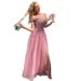 Women's Clothing Elegant Banquet Elegant Sleeveless Slit Sequin Evening Dress With Sheer Tulle Skirt - V-Neck Princess Gown For Banquet & Party_ecoleips.com