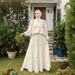 Women's Clothing Muslim Lace Ruffle Stitching Stand Collar Top Long Skirt Suit_ecoleips.com